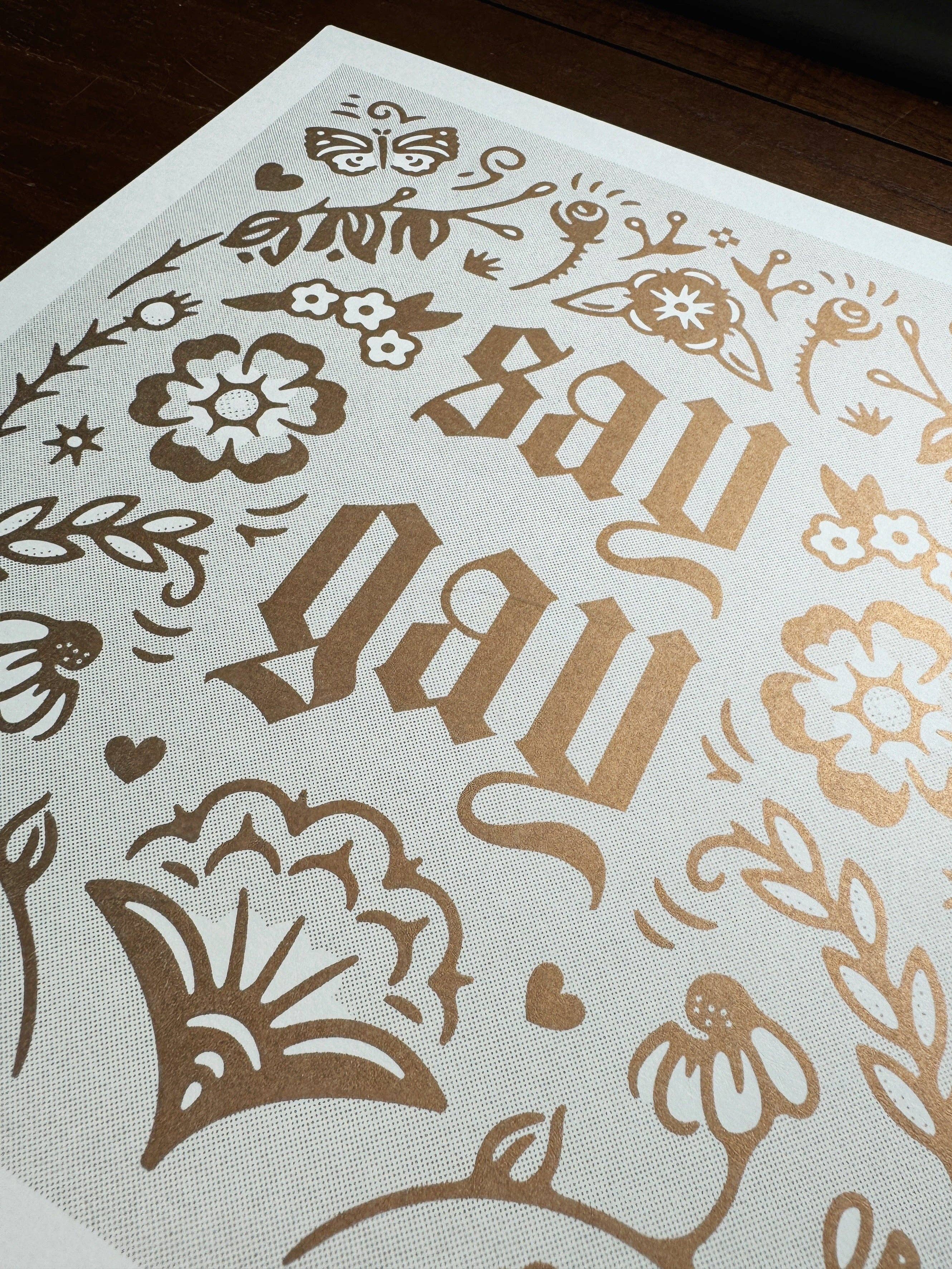 Houndstooth Design + Supply Co - Wholesale Art Print - Say Gay Risograph Print - Gold (Limited Edition)4