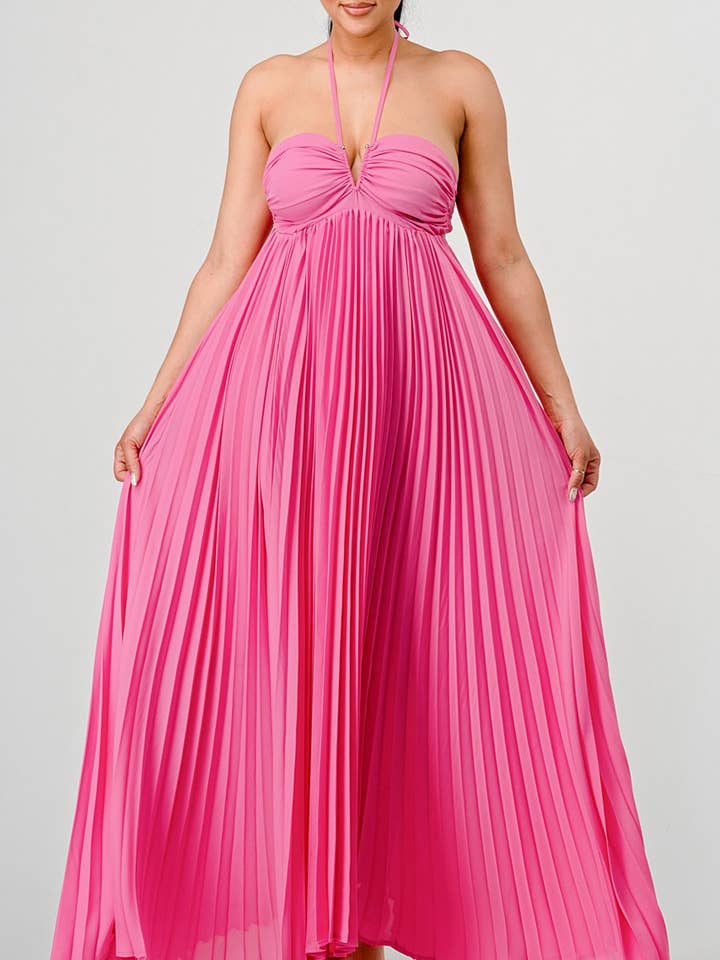 FLYTANDE ÄRMLÖS VECKAD MAXIKLÄNNING för wholesale av Athina Collection