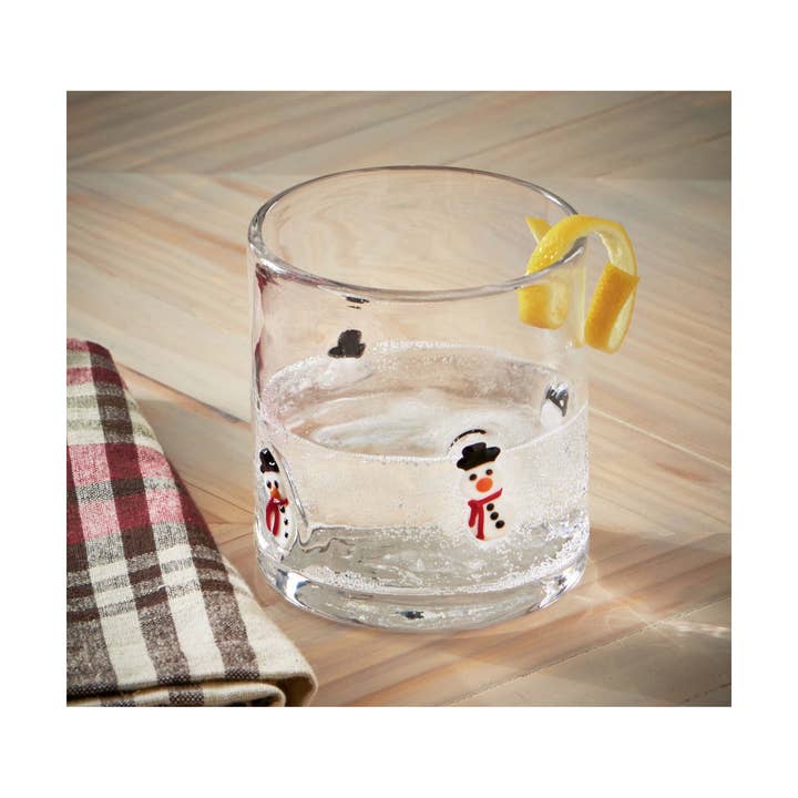 Clear Snowman DOF Barware Glass for wholesale on Faire