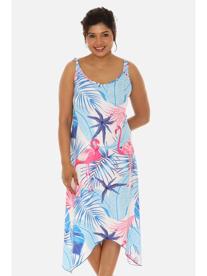 Shoreline Wear. INC - Wholesale Dress - Women's - Tropical Chevron Handkerchief Midi Dress
