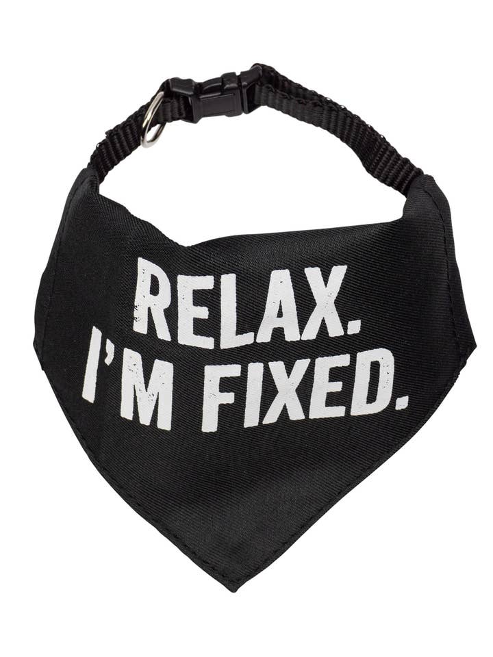 "Relax I'm Fixed" Bandana/Collar for wholesale by SNARK CITY