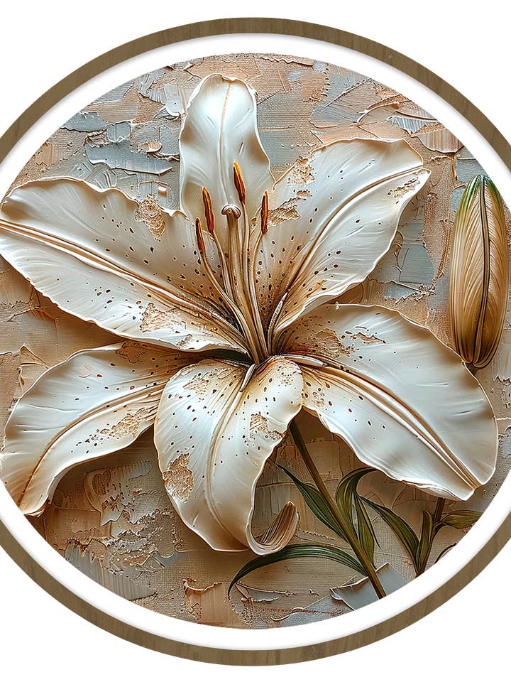 Art mural rond de fleurs de lys pour la vente par Gonz.Art