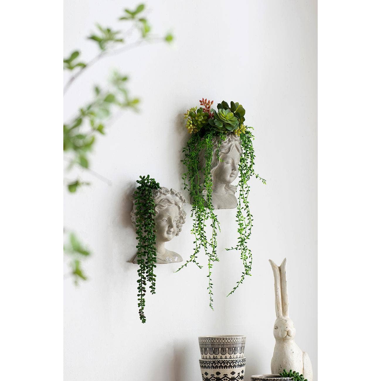 A&B Home Group Inc. - Wholesale Plant Pot - 8x4x9" Gray Cement Bust Wall Planter3