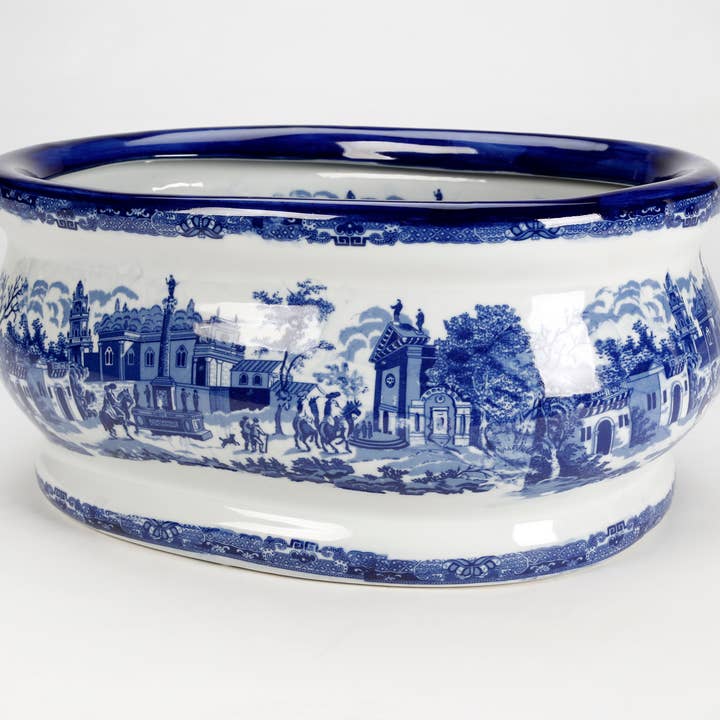 AA Importing - Wholesale Plant Pot - Oval Porcelain Planter/Cachepot, Italian Design