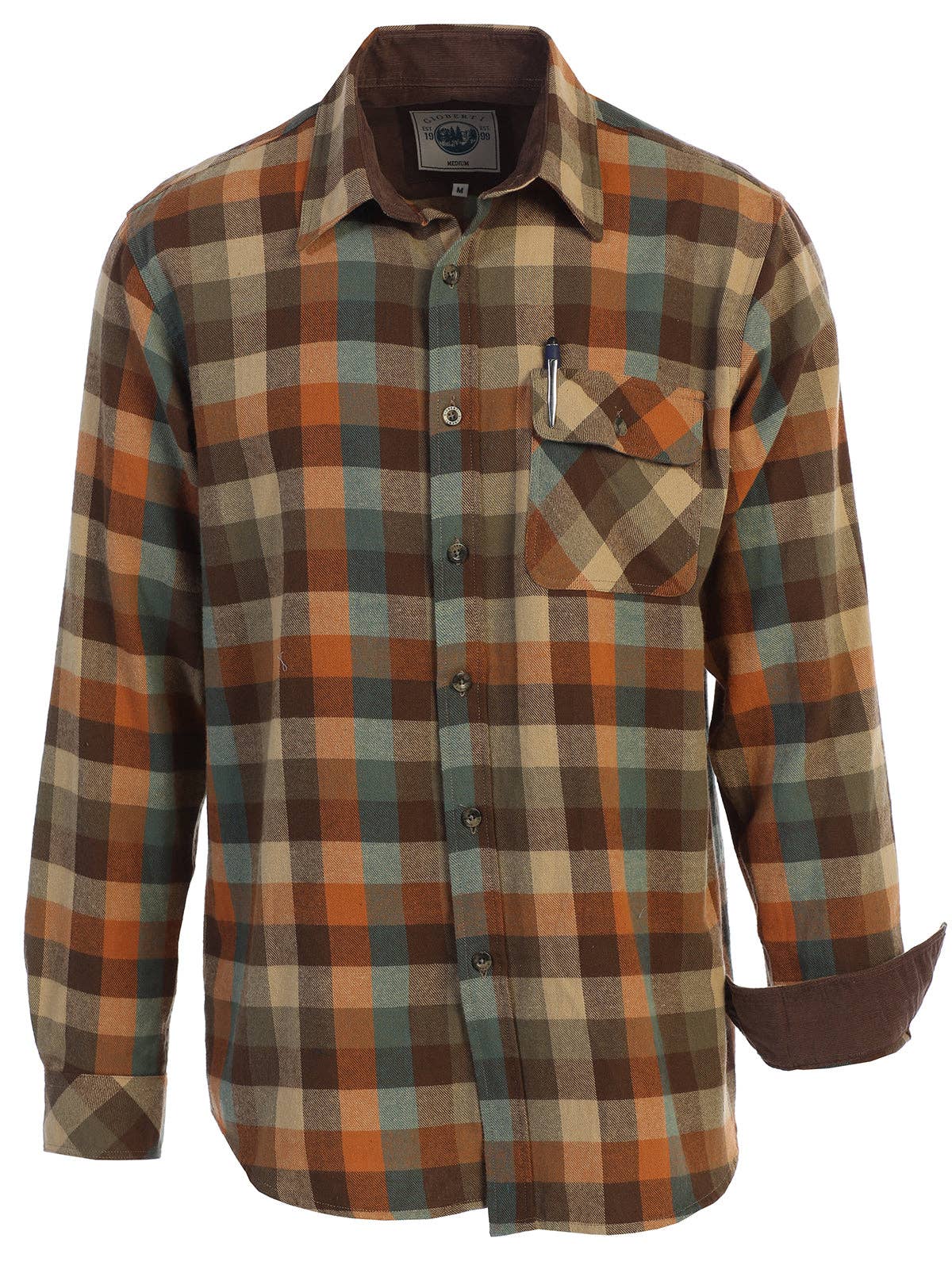 b-one inc - Wholesale Button Down Shirt - Men's - Men's Flannel Button Up Shirt with Corduroy Contrast GB-LS94FC3