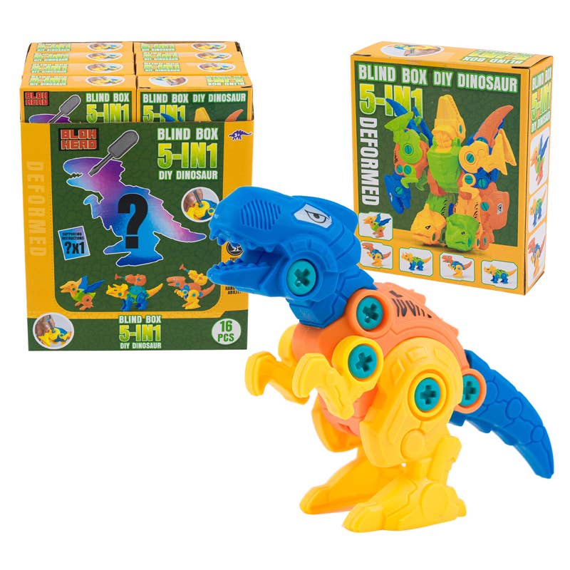 Deluxe Import Trading - Wholesale Toy Set - Kids - Blok Head 16pcs Blind Box DIY Dinosaur0