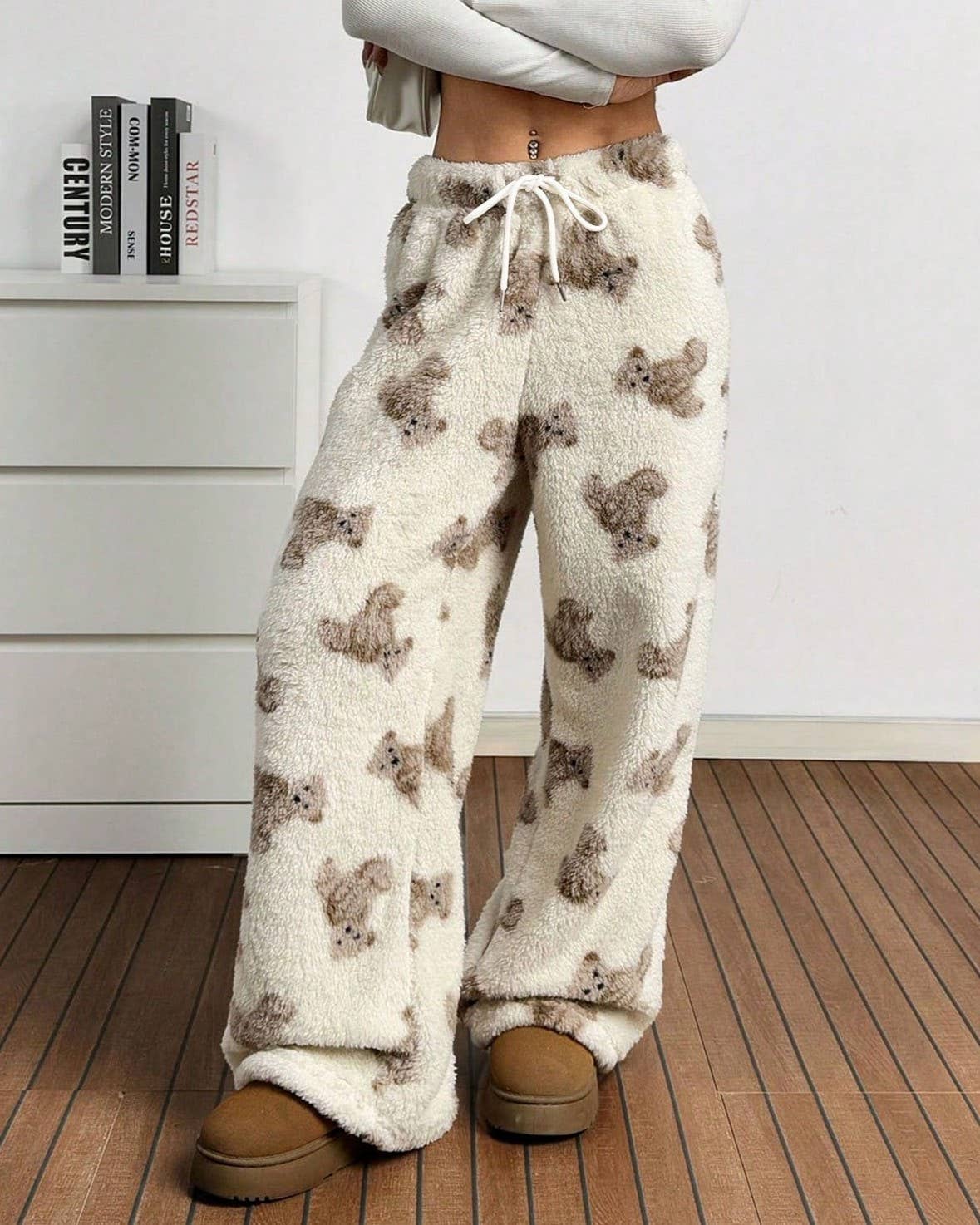 Rosa Clothing - Wholesale Pants - Women's - Casual Bear Pattern Winter Furry Pants1