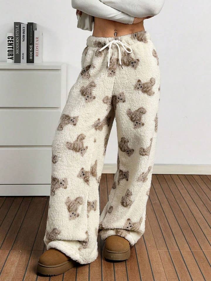 Rosa Clothing - Wholesale Pants - Women's - Casual Bear Pattern Winter Furry Pants1