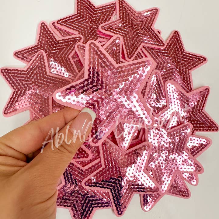 ABLNco - Wholesale Patch - trucker hat patches 3” light pink sequin star patch iron on