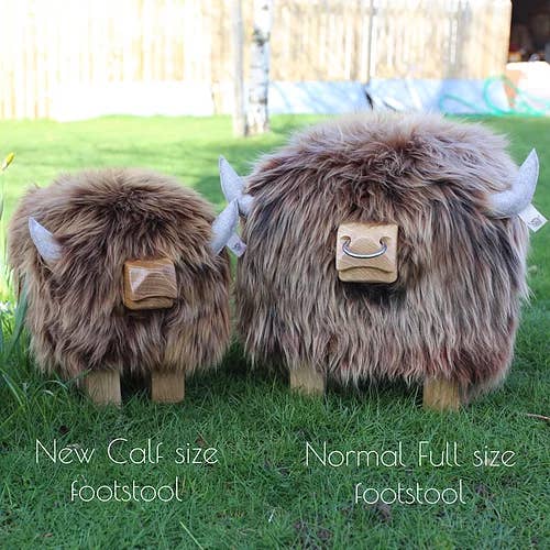 Tweed yourself - Wholesale Stool - Highland Calf Footstool - HONEY