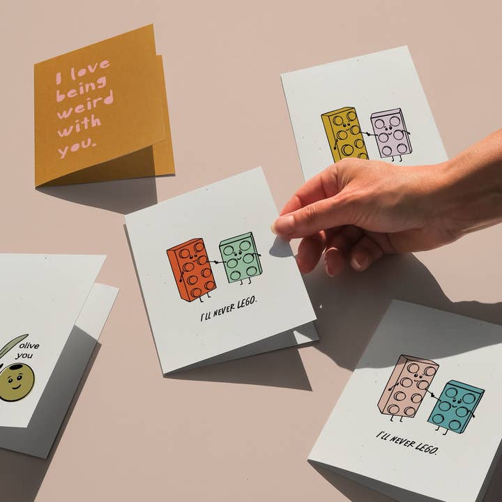 Opeful Press - Wholesale Everyday Greeting Card - I'll Never Let Go - Building Bricks Letterpressed Greeting Card4