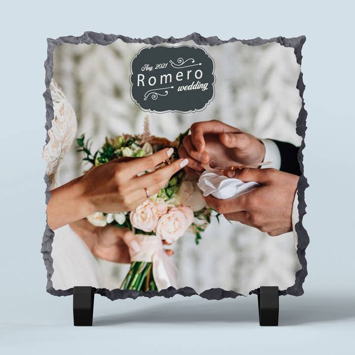 Pizarra de piedra de roca personalizada con soporte de exhibición - Tamaño 7,6 x 7,6 para venta al por mayor de TDWholesale