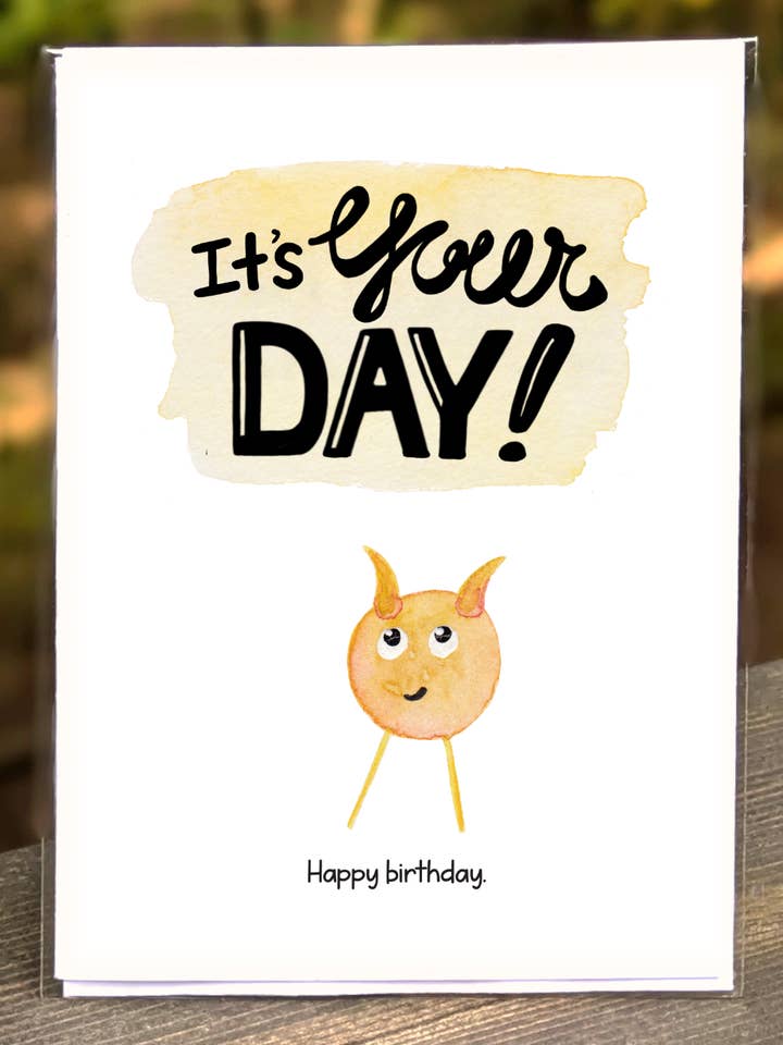 Anniversaire - C'est ton jour - Jaune - Carte Monstre Copain pour la vente par See Your Joy PDX