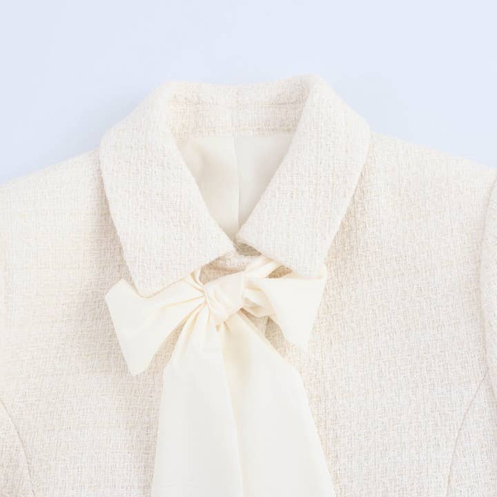 WHITE Lapel long-sleeved,bow tie lace-up suit jacket for wholesale on Faire2