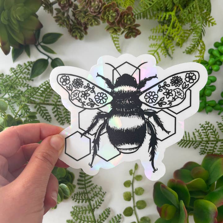 Art by Sharell - Wholesale Suncatcher - Floral Bee Suncatcher Sticker, Insect Rainbow Window Decal6