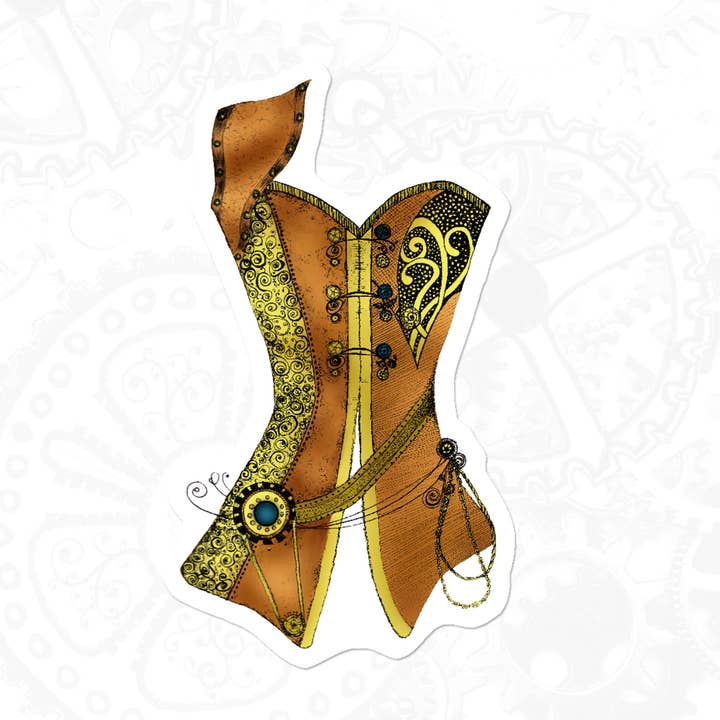 Steampunk Korset Sticker, Metallisk victoriansk korset for engroshandel hos Katekreates