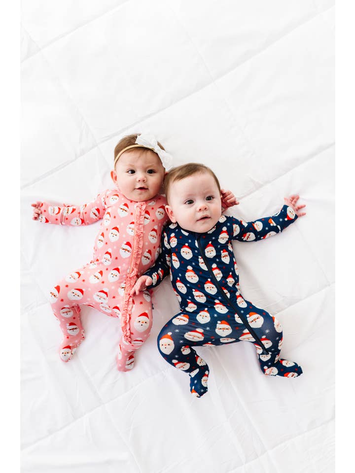 Macaron + Me - Wholesale Sleepsuit ā Baby - Vintage Santa Footsie-Navy3