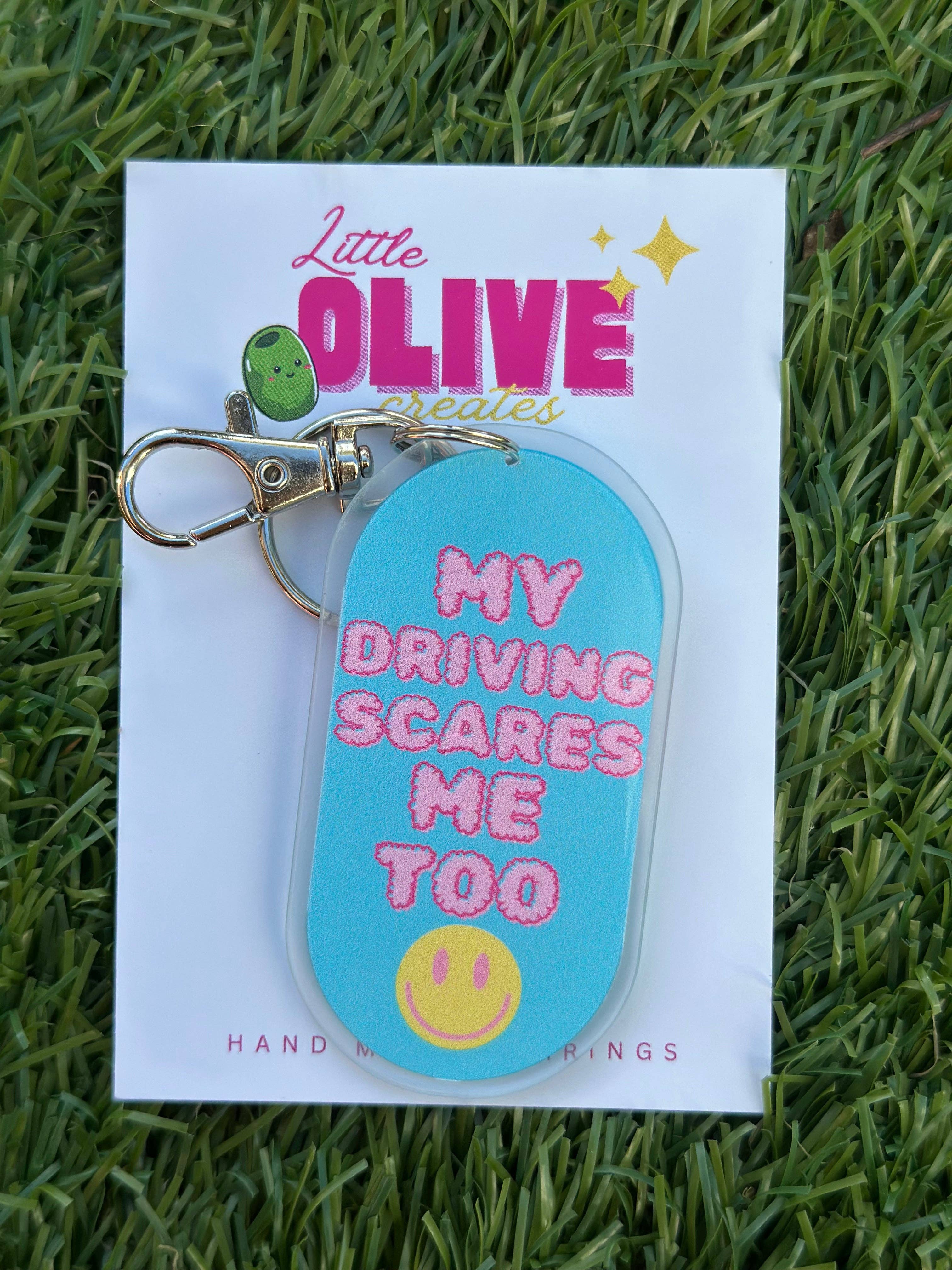 Little Olive Creates – wholesale Nyckelringar - Dam – Min körning skrämmer mig för nyckelring1