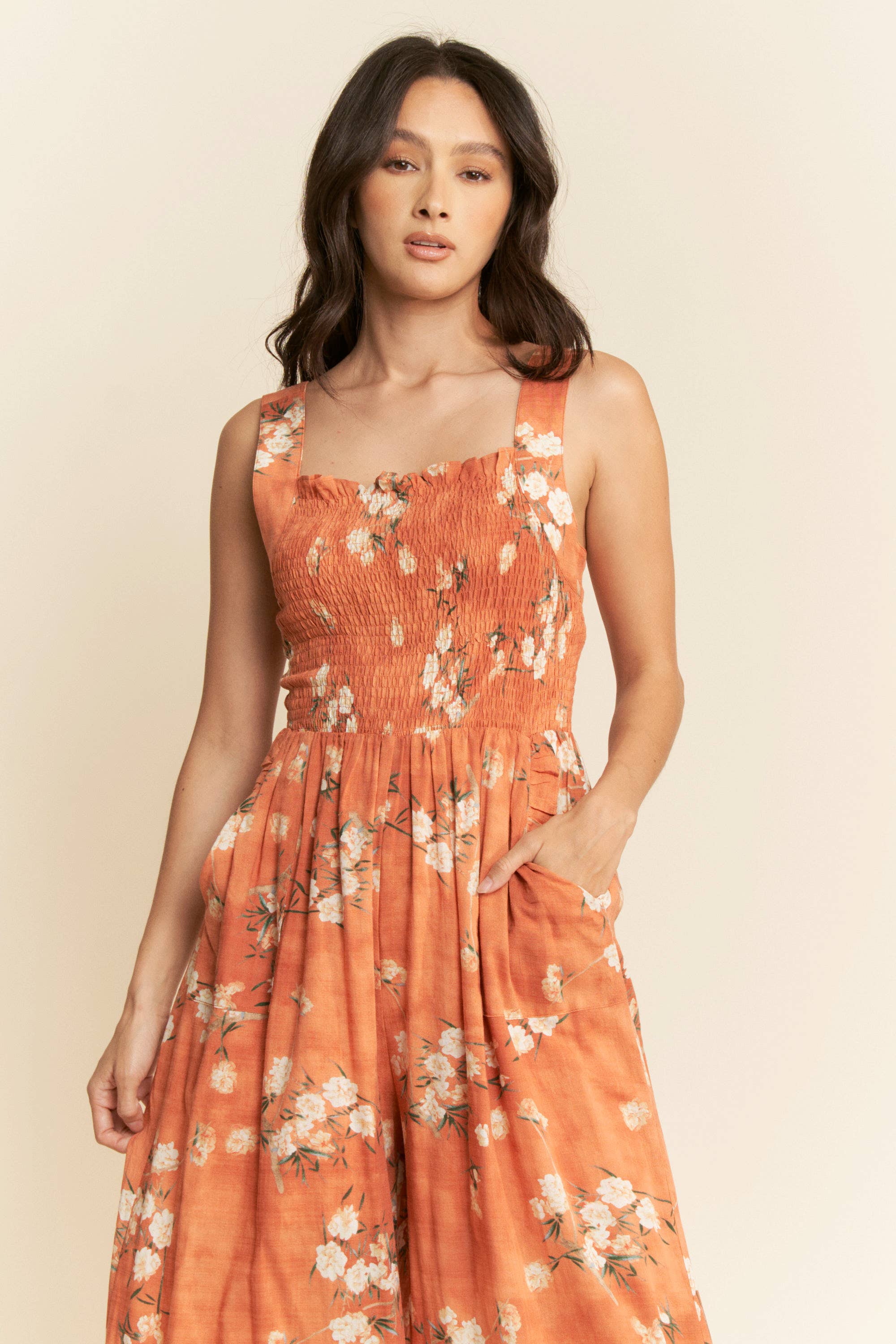 Davi & Dani - Vendita all'ingrosso Tuta intera - Donna - TUTA A STAMPA FLOREALE CON SCOLLO QUADRATO E VOLANT7