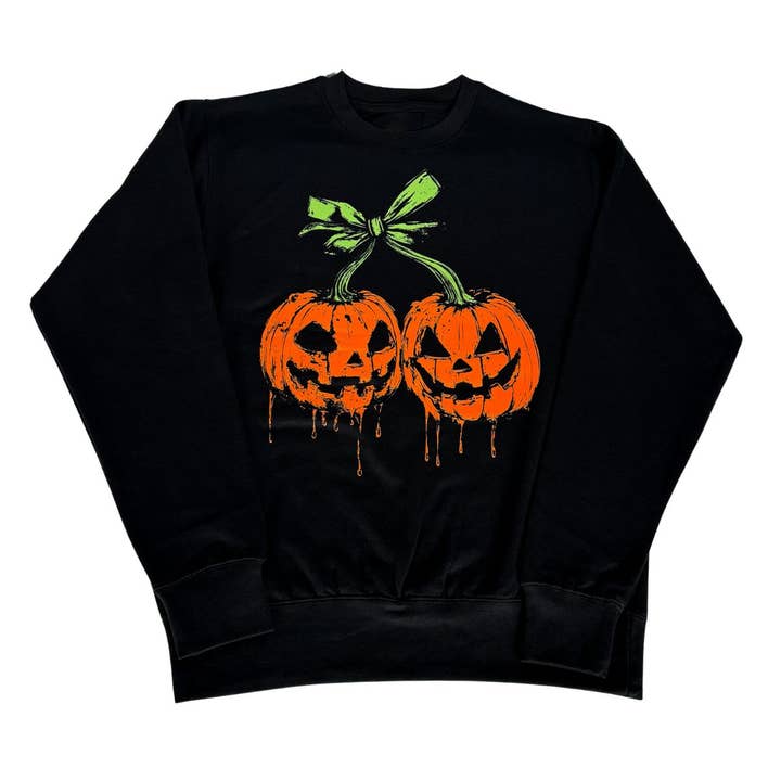 Halloween Cherry Pumpkin Crewneck Sweatshirt for wholesale by Wicked Misfit