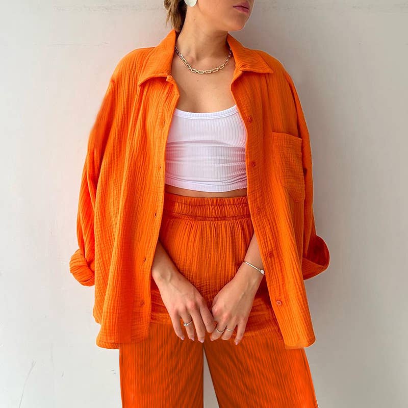 Mapcie - Wholesale Top & Pant Set (NOT Loungewear) - Women's - LONG SLEEVE AND LONG PANTS WITH SIDE POCKET BUTTON DOWN SET11