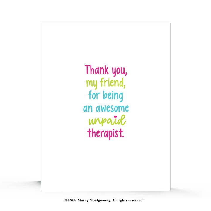 Friendship Therapist Friendship Card for wholesale by Stacey M Design