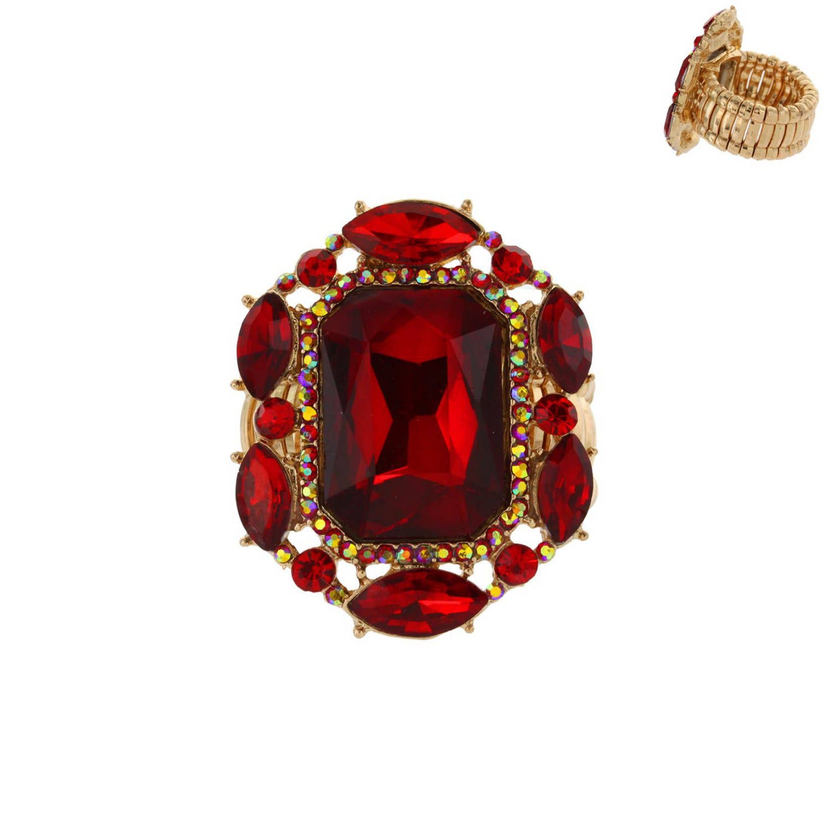 SP Sophia Collection - Wholesale Cocktail/Statement Ring - Victorian Style Rhinestone Stretch Ring9