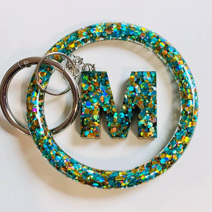 Teal and Gold Party Keychain Bracelet Set for wholesale by Shop Drip Express