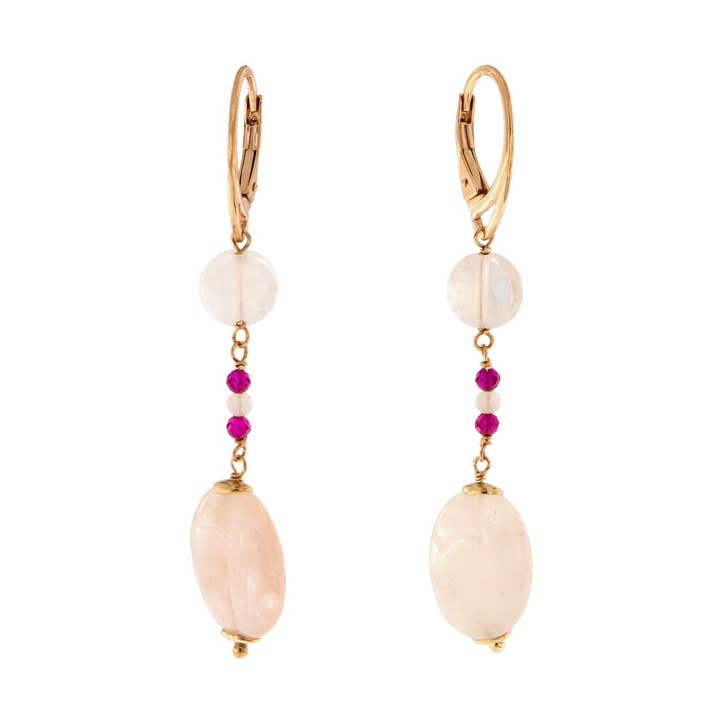 ROSE QUARTZ AND ZIRCONS EARRINGS for wholesale by GENNY.PI Gioielli Milano