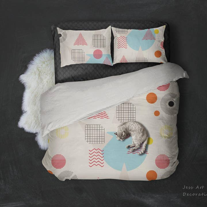 3D Kleurrig Geometrisch Patroon Dekbedovertrek Set Beddengoed Set Kussenslopen 113 voor wholesale door Jess Art Decoration