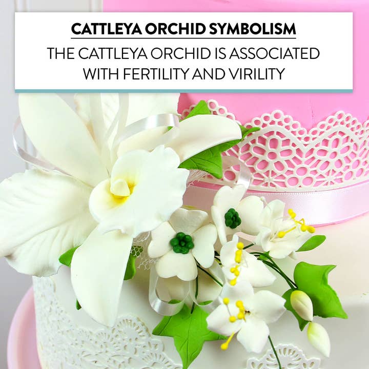 Global Sugar Art – wholesale Artificial flowers – Orchid Sugar Cake Flower Sprays, White Cattleya Orchid Spray, by Global Sugar Art1