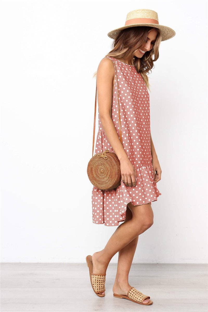 Sharon Tatem Fashion LLC - Wholesale Dress - Women's - Dress Sexy Boho Beach Sundress Women Floral Printed Polka Dot3