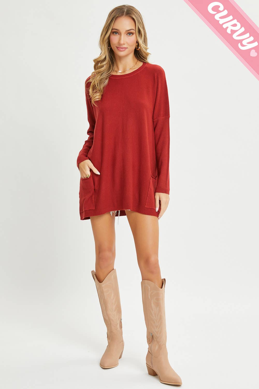 Sweet Lovely by Jen - Wholesale Tunic Sweater - Women's - FRONT POCKET OVERSIZE SWEATER PLUS SIZE79