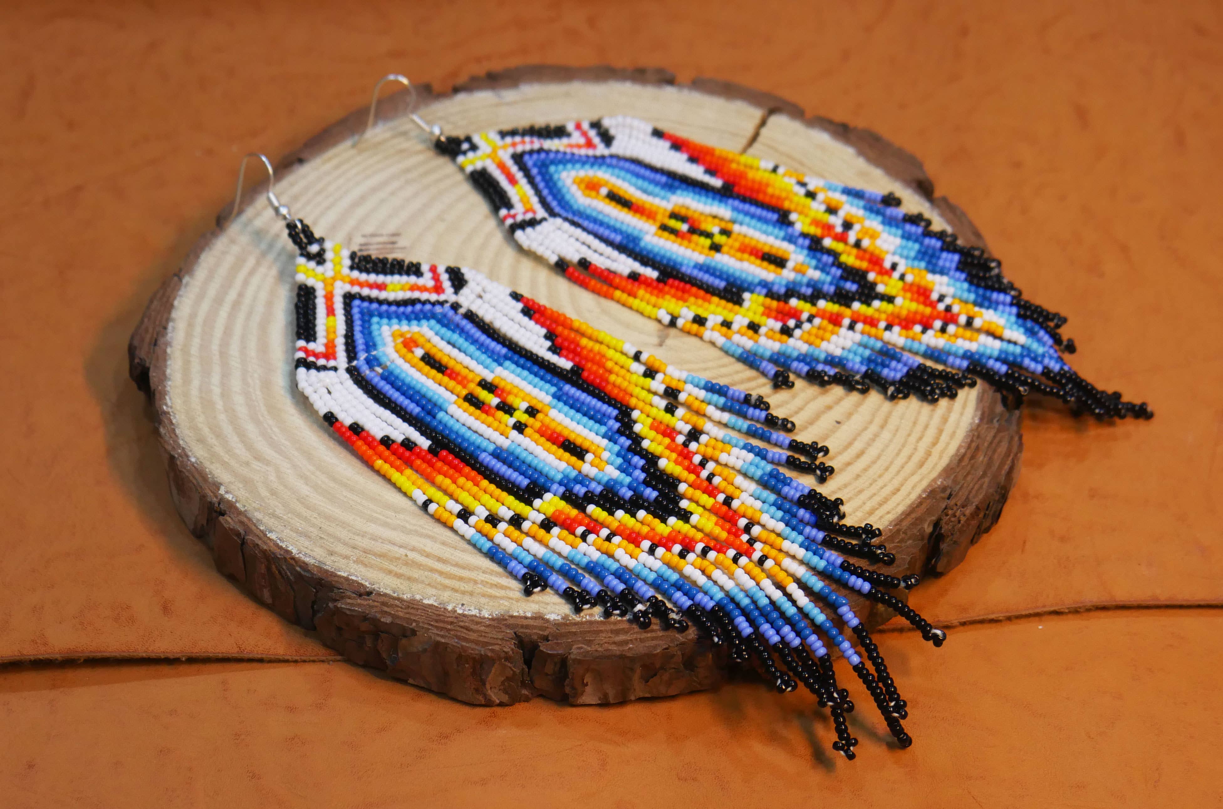 KANGURAH - Wholesale Tassel Earrings - Turquoise Handmade Native American Tribal Beaded Earring0