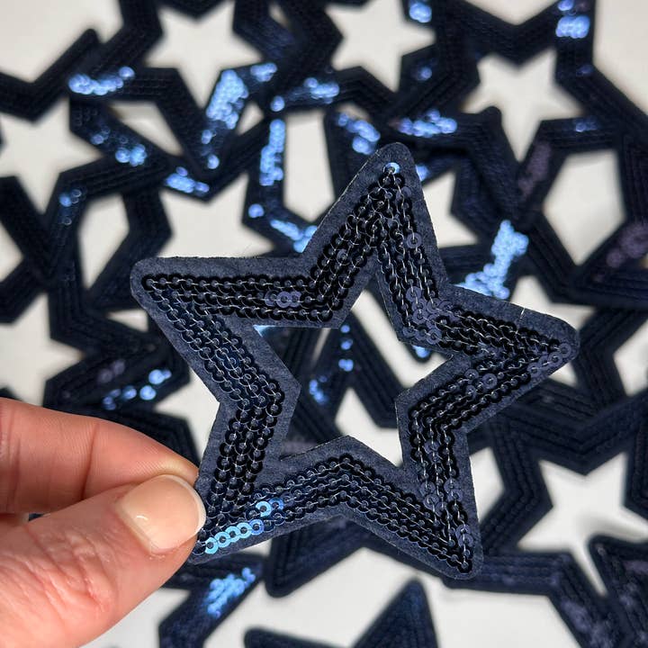 Aloe and Milk Boutique - Wholesale Patch - Sequin Star Outline, sequin, star patch, cheer, game day3