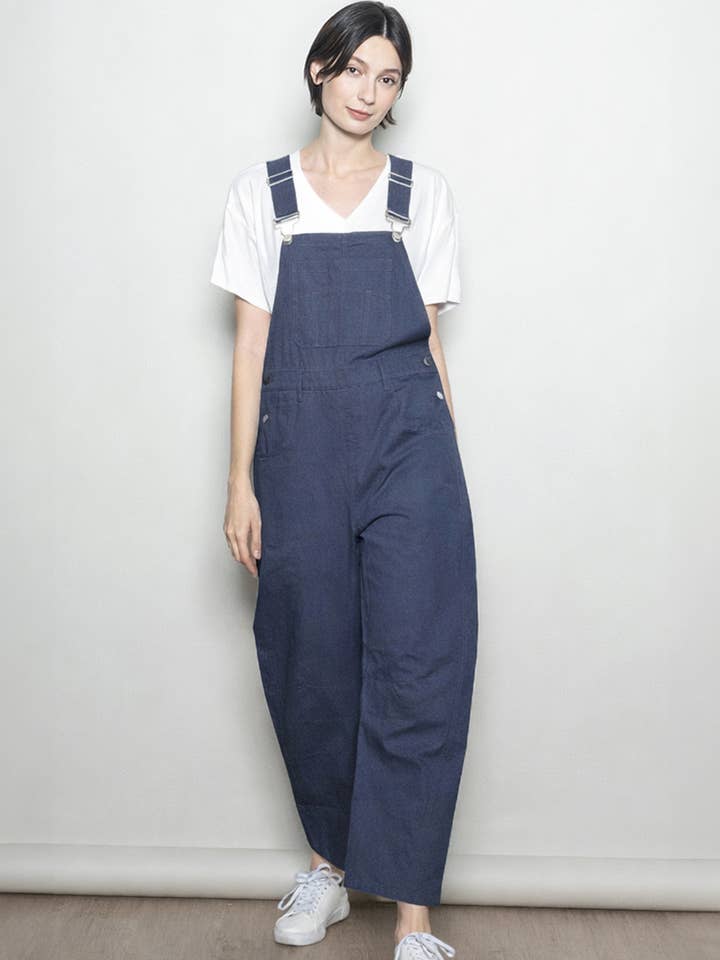 Elloh Collection - Wholesale Overalls - Women's - Relaxed Fit Barrel Leg Cotton Overall w Adjustable Straps12