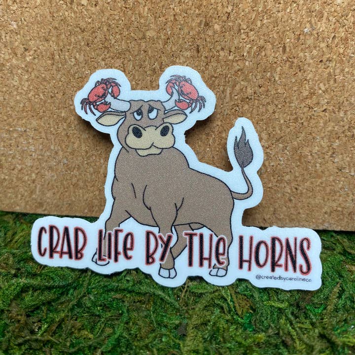 Sticker Vinil Sticker Caranguejo Life By The Horns por atacado de Created By Caroline Co