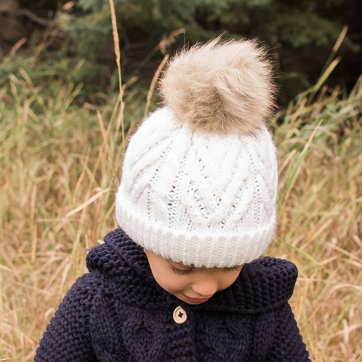 Huggalugs - Wholesale Beanie - Kids - Winter White Pop Pom Pom Beanie Hat Baby & Kids2