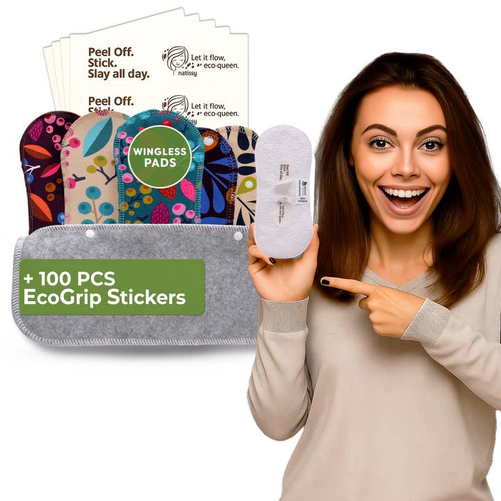 natissy – wholesale Period underwear – Women’s – Wingless Reusable Sanitary Pads with Adhesive Sticker for Light Flow (S+M, 6-Pack) - Grapes