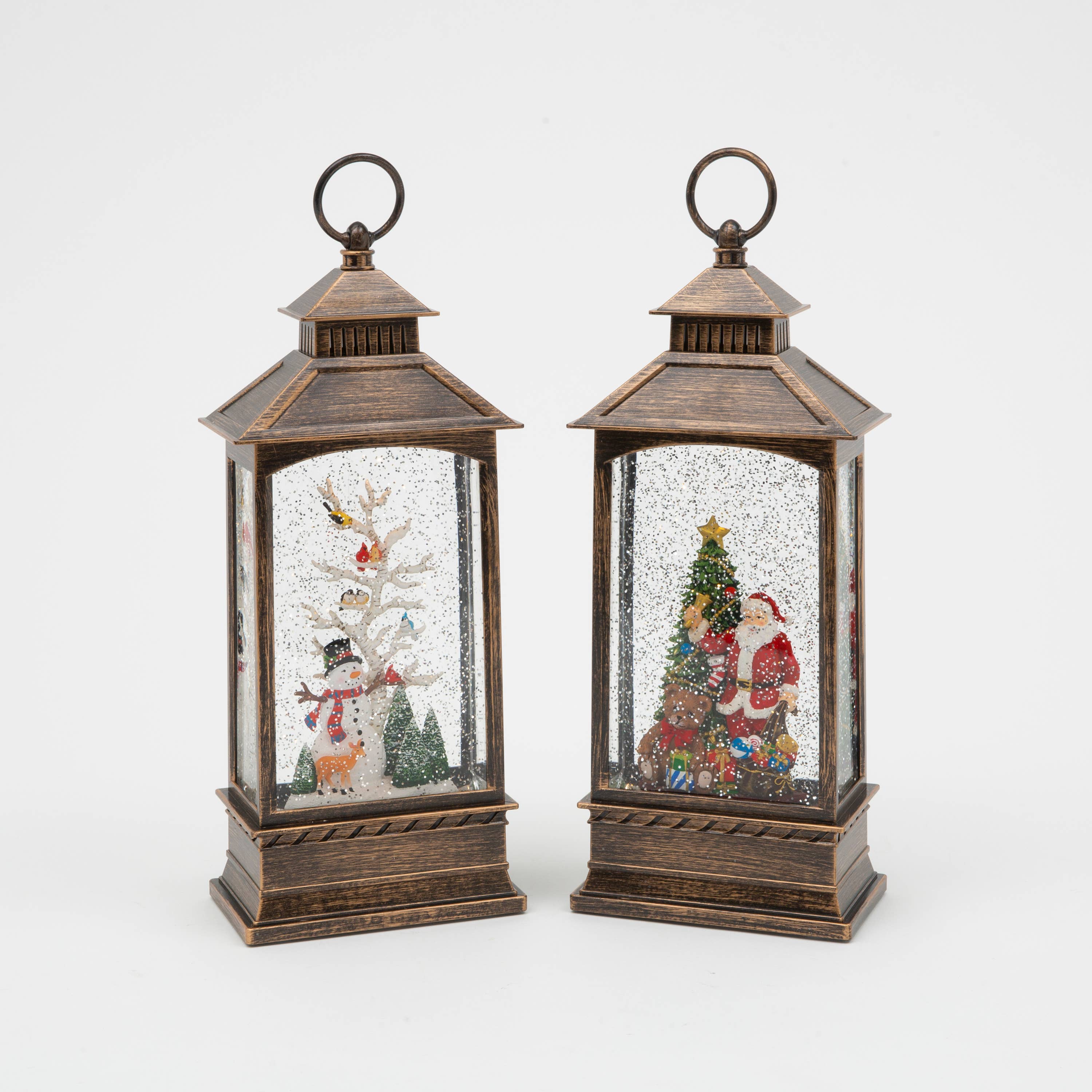 The Gerson Companies - Wholesale Christmas Decoration - Gerson Christmas 14"H B/O Lighted Spinning Water Globe Lante2