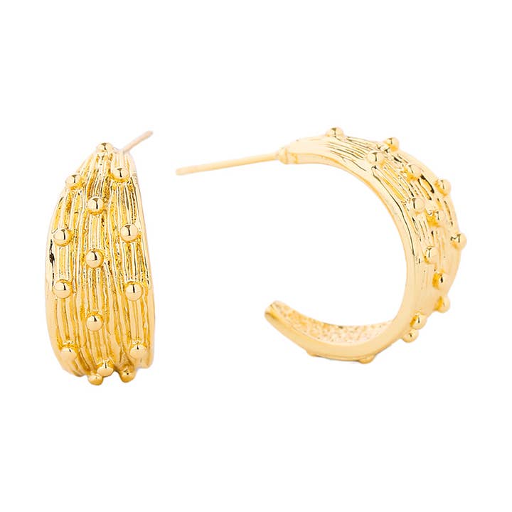 14K Gold-Dipped Textured Post Earring for wholesale by Fashion City