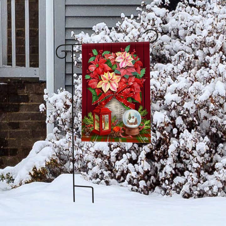 Briarwood Lane - Wholesale Flag - Christmas Poinsettia Basket Garden Flag 18" x 12.5"2