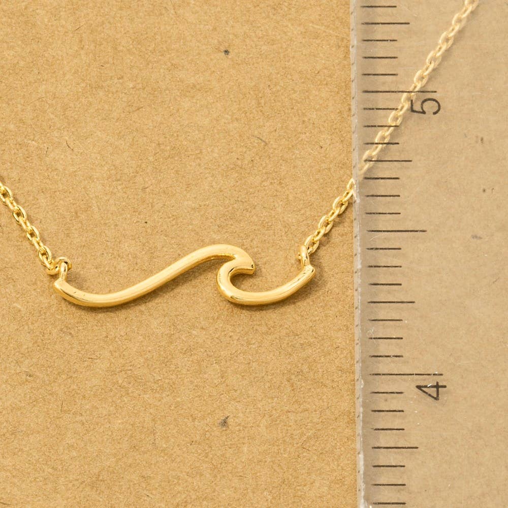 Fame Accessories - Wholesale Pendant/Charm Necklace - Gold Dipped Wave Pendant Necklace3