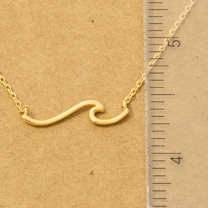 Fame Accessories - Wholesale Pendant/Charm Necklace - Gold Dipped Wave Pendant Necklace3