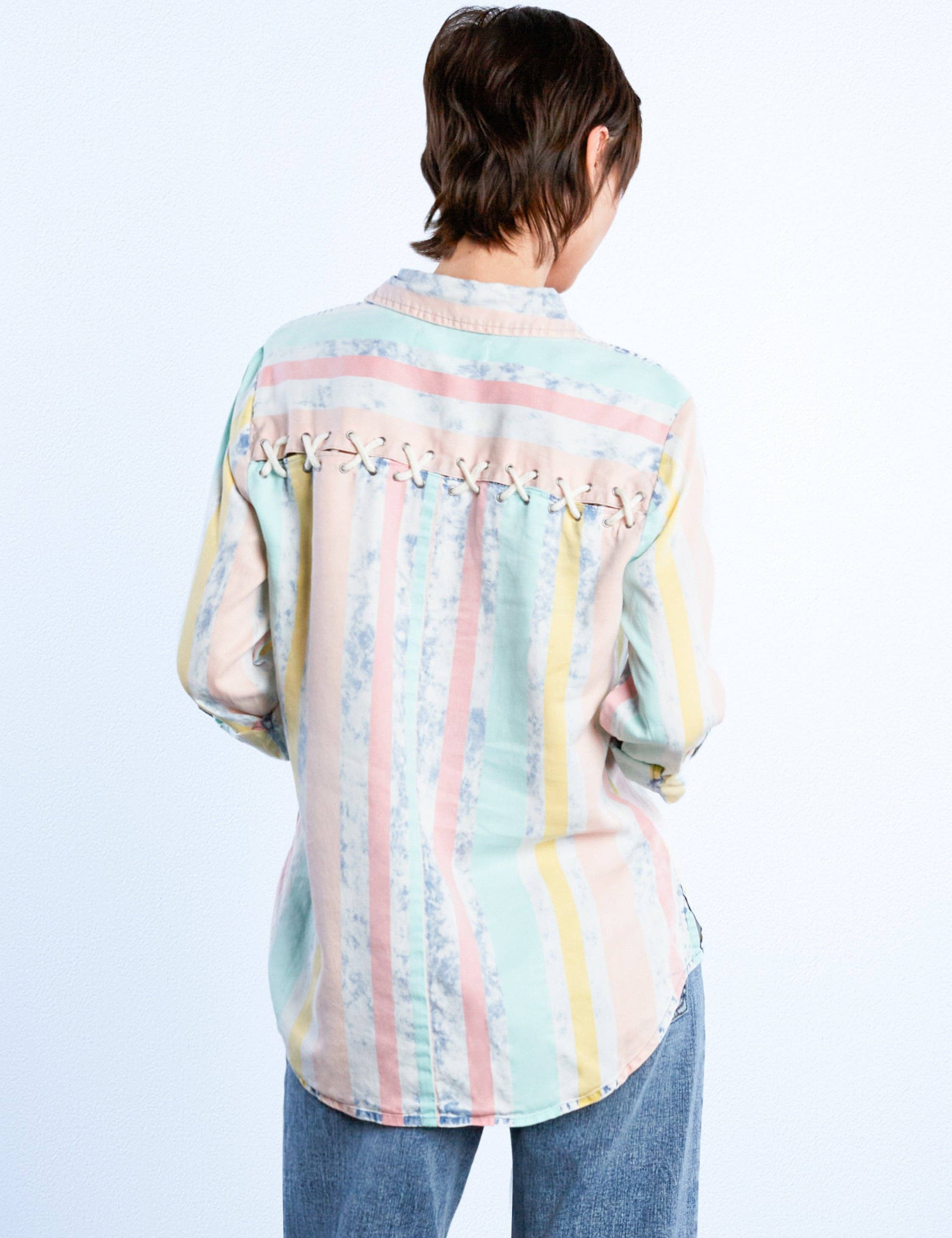 Rayures acidulées Bouton Lin Lyocell en vente sur Faire2