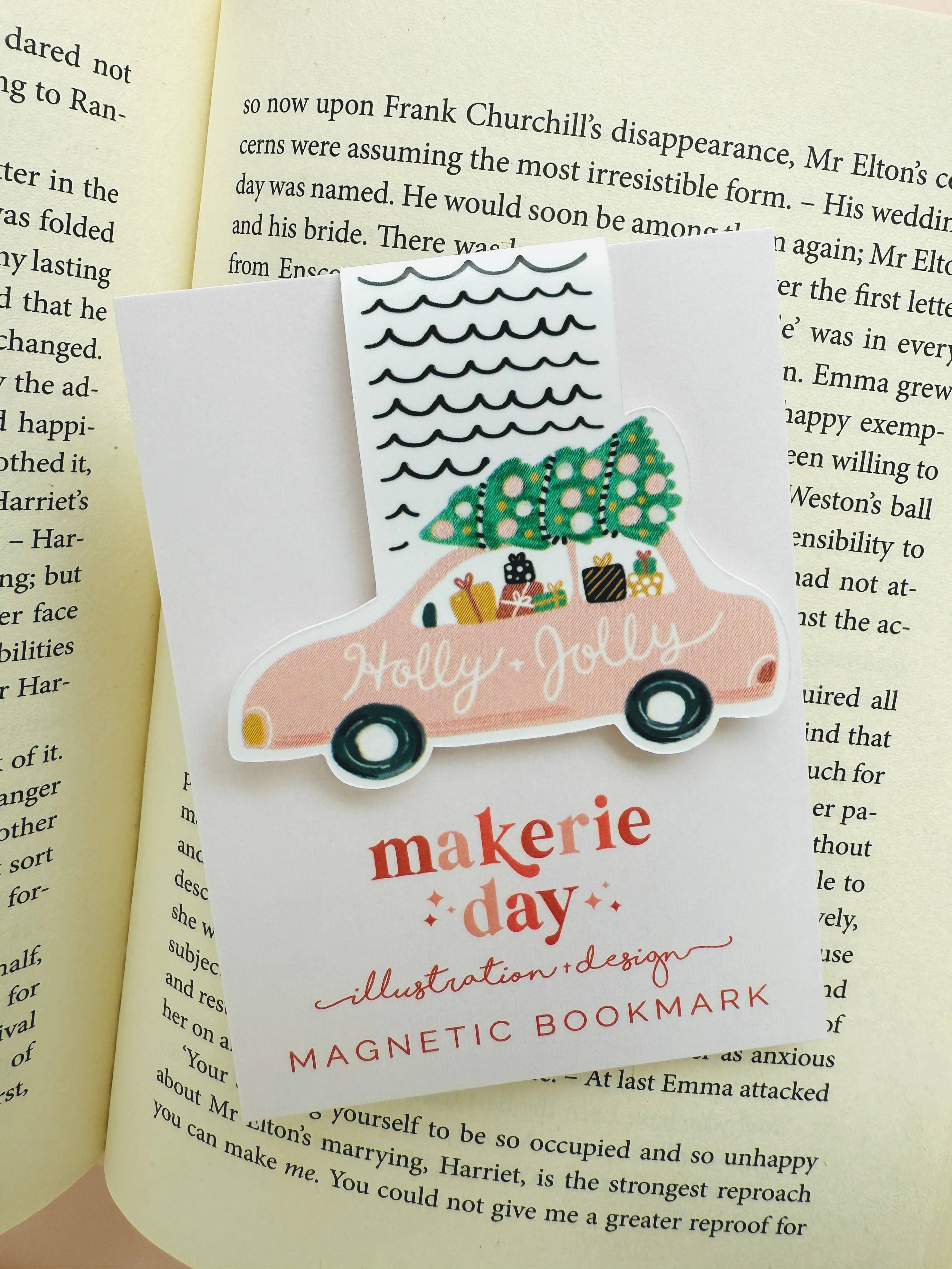 Makerie Day - Wholesale Bookmark - Holly Jolly Christmas Car Magnetic Bookmark1