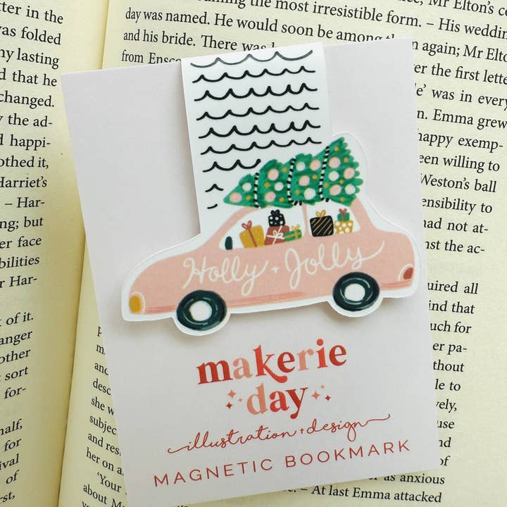 Makerie Day - Wholesale Bookmark - Holly Jolly Christmas Car Magnetic Bookmark1