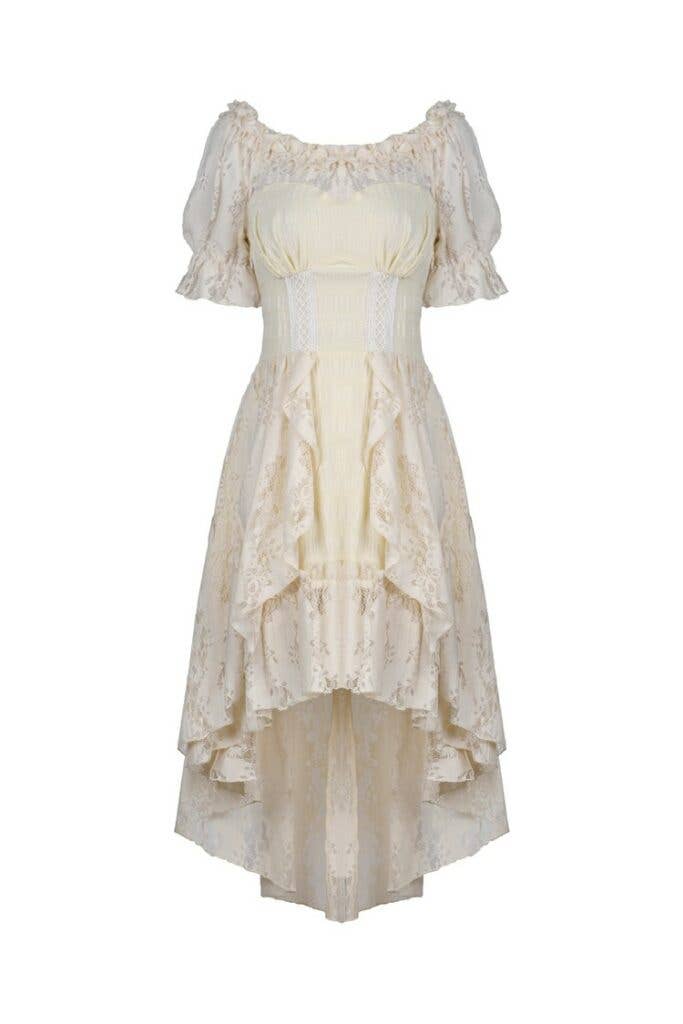Ivory DW358 - Overlay Lace Hi Lo steampunk dress for wholesale on Faire2