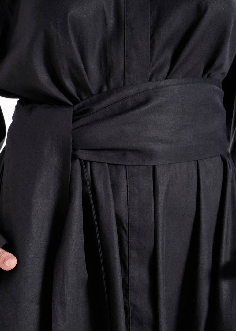 ETNA - Wholesale Dress - Women's - Aitna Long Black Organic Finest Fabric Shirt Dress6