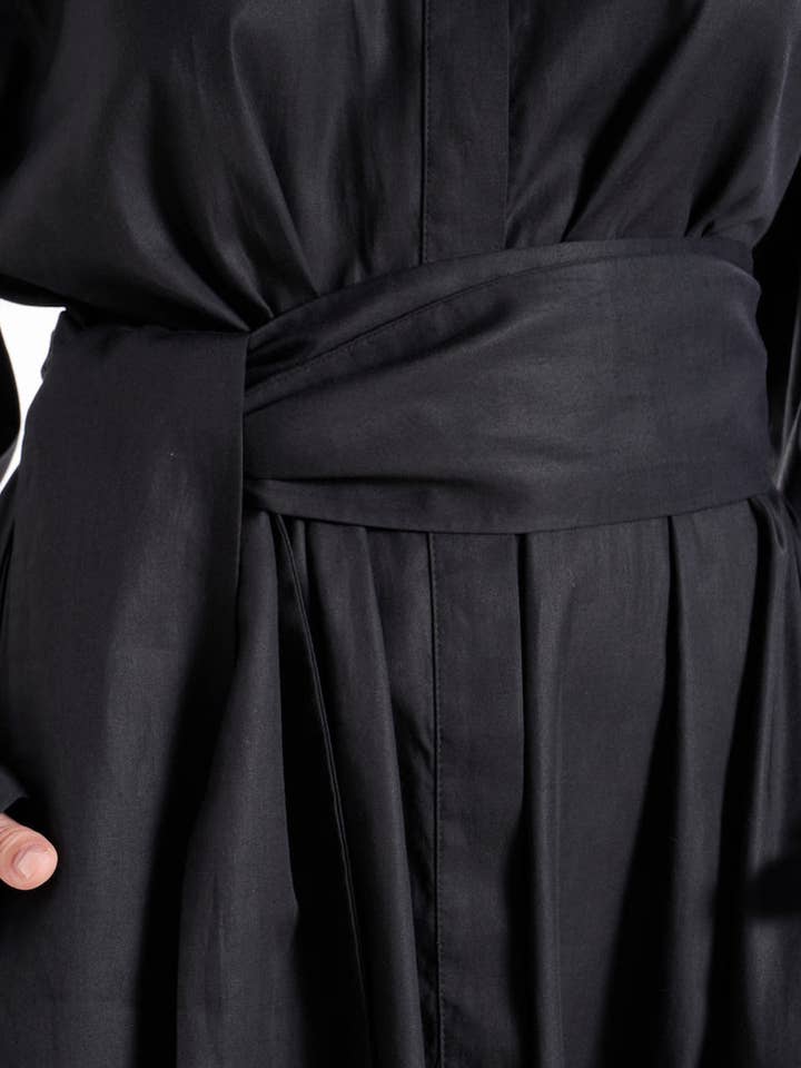 ETNA – wholesale Dress – Women's – Aitna Long Black Organic Finest Fabric Shirt Dress6